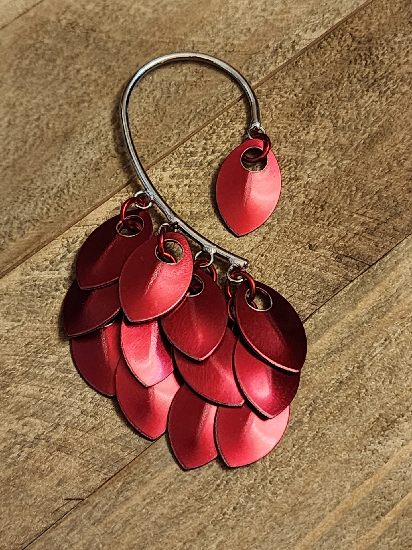Right Multi-Scale Ear Cuff in Red