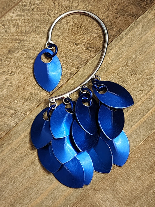 Left Multi-Scale Ear Cuff in Blue