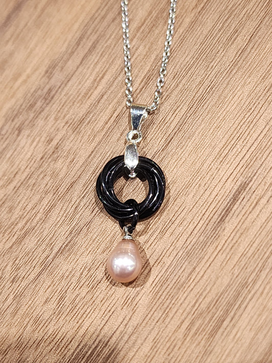 Onyx (Black) Love Knot Necklace with Freshwater Pearl – A Timeless Symbol of Love and Grace