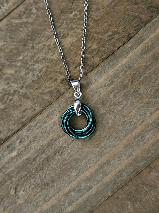 Myrtle Green (Blue Green) Love Knot Pendant
