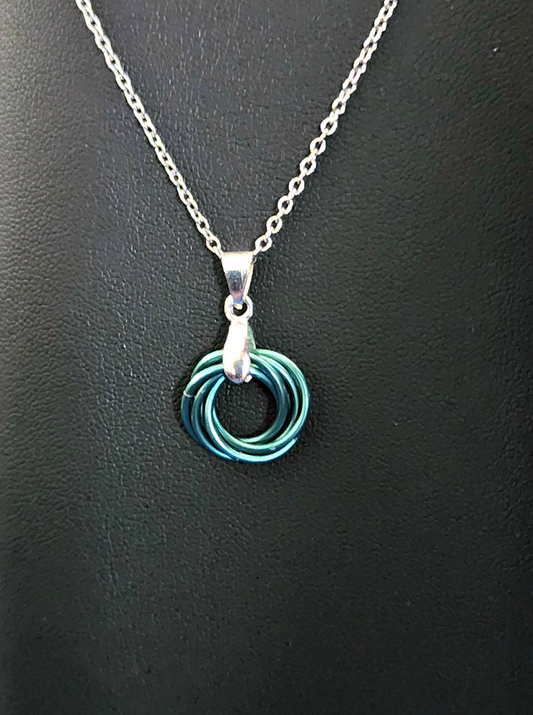 Myrtle Green (Blue Green) Love Knot Pendant