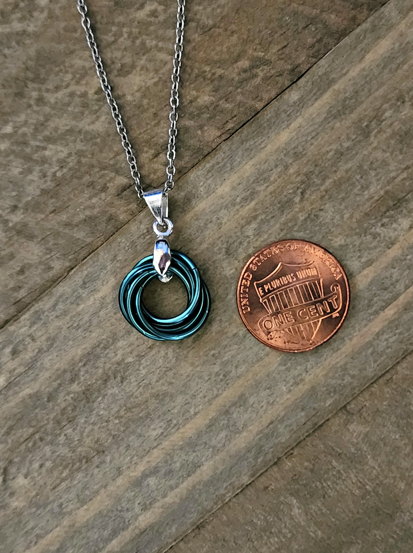 Myrtle Green (Blue Green) Love Knot Pendant