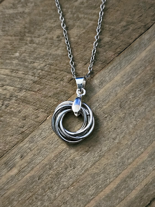Bright Aluminum (Bright Silver) Love Knot Pendant