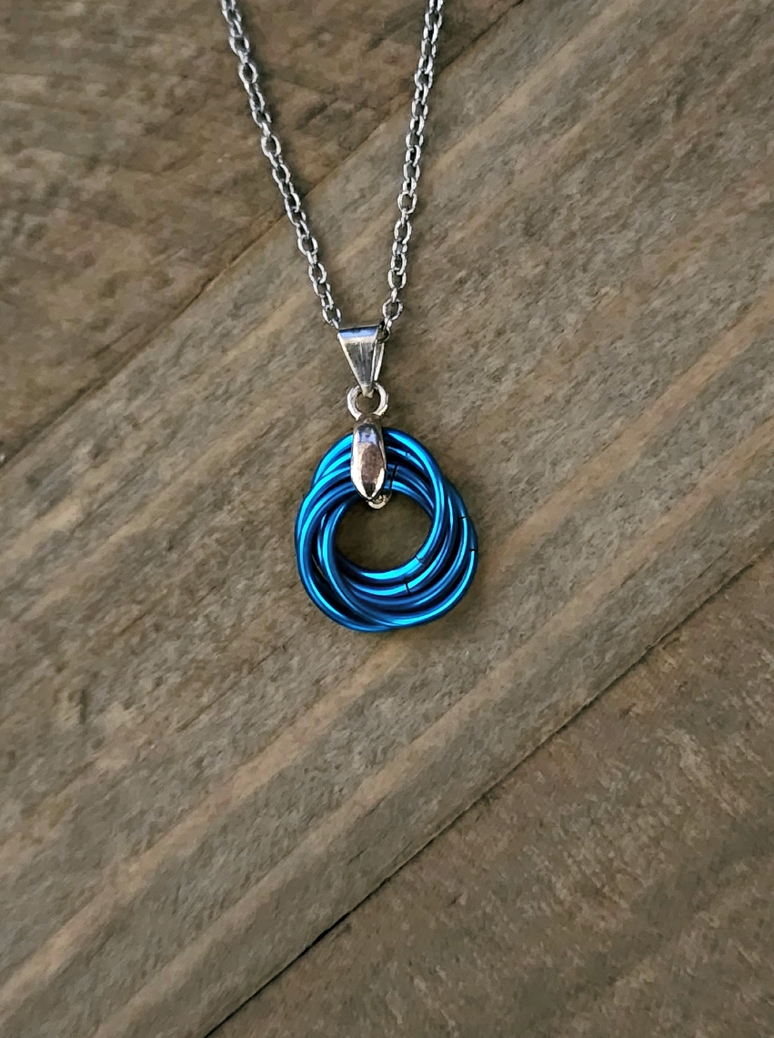 Maui Blue (Bright Blue) Love Knot Pendant