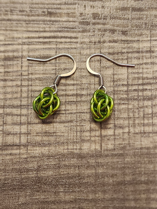 Bright Green (Sour Apple) Sweet Pea Chainmaille Earrings