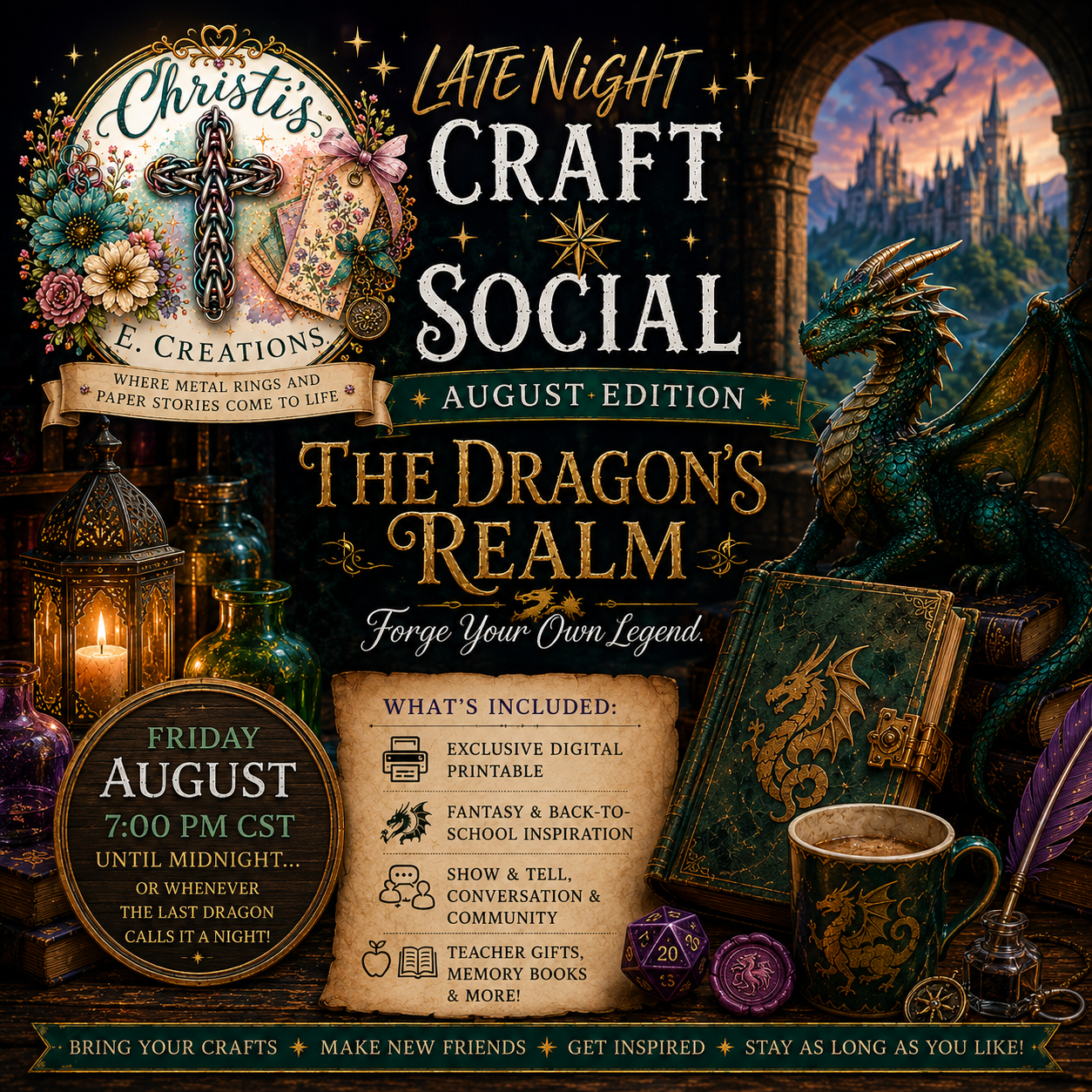 Late Night Craft Social – August Edition: The Dragon's Realm