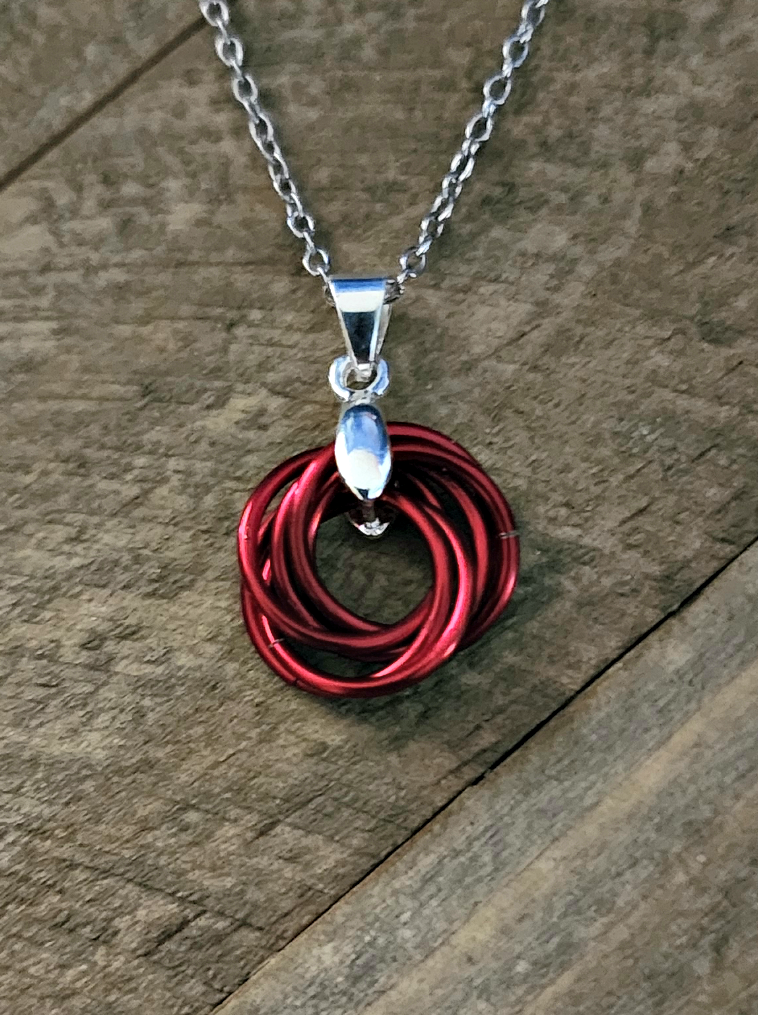 Marsala (Dark Red) Love Knot Pendant