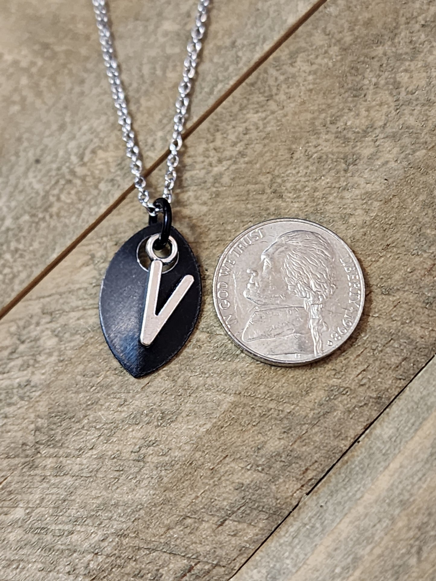 Scalemaille Letter V Initial Necklace