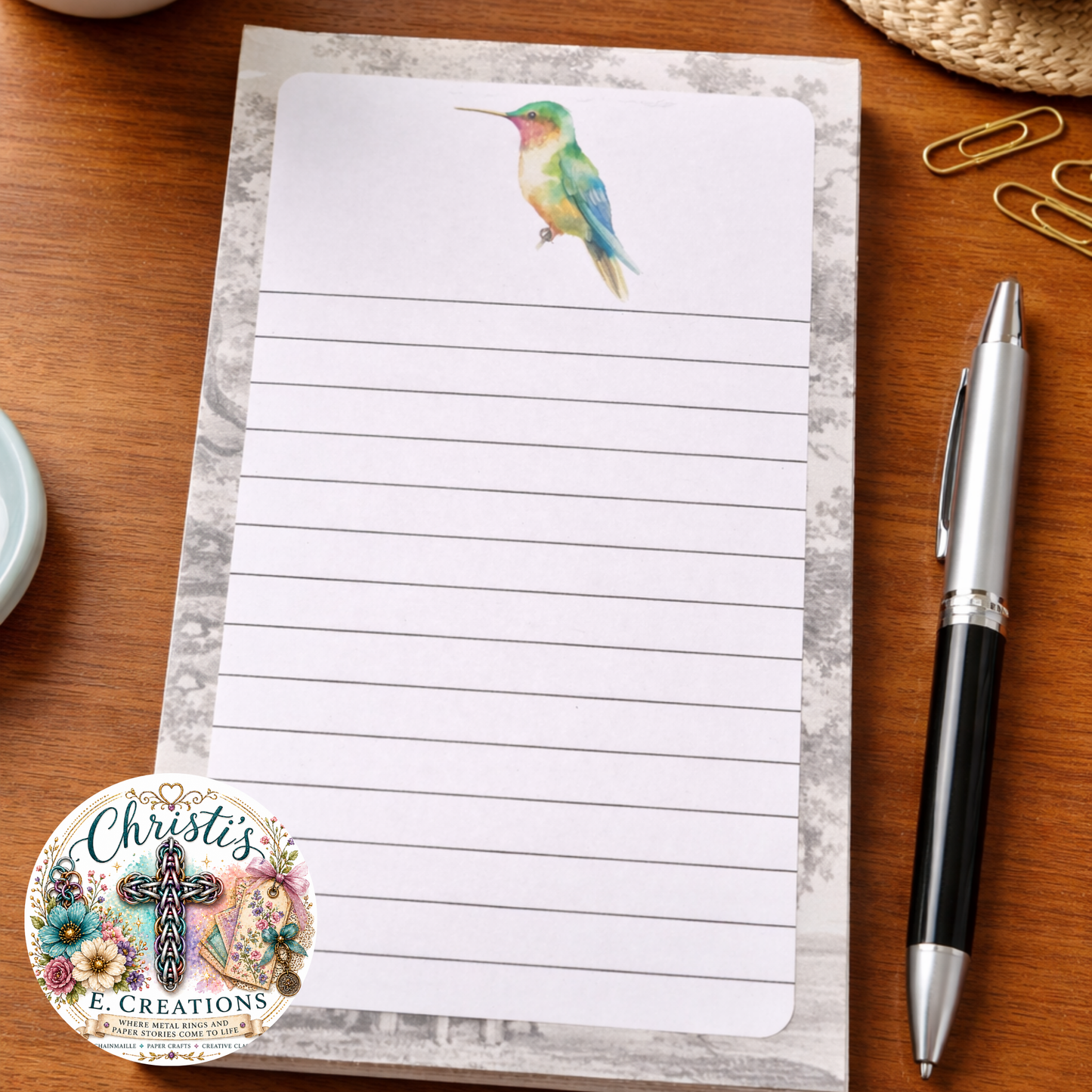 Handmade Hummingbird Notepad – 4" x 6" – 25 Heavy Cardstock Pages