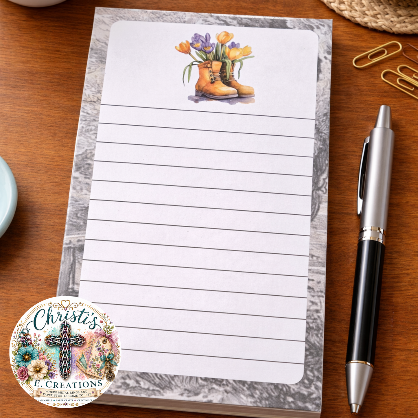 Handmade Garden Boots & Flowers Notepad – 4" x 6" – 5 Designs