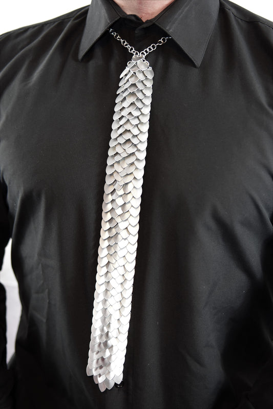 Silver Scale Maille Tie (Custom Order)