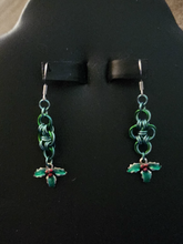 Load image into Gallery viewer, Preorder Chainmaille and Holly Leaf Earrings
