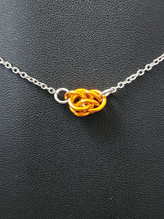 Orange Chainmaille Sweet Pea Necklace