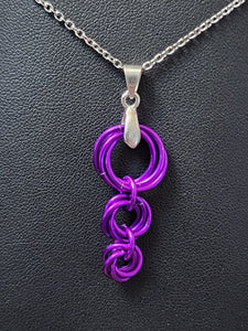 Violet (Bright Purple) Chainmaille Triple Love Knot Necklace