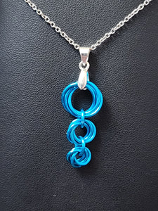 Maui Blue (Bright Blue) Chainmaille Triple Love Knot Necklace