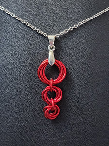 Candy Apple (Bright Red) Chainmaille Triple Love Knot Necklace