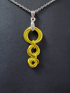 Canary (Yellow) Chainmaille Triple Love Knot Necklace