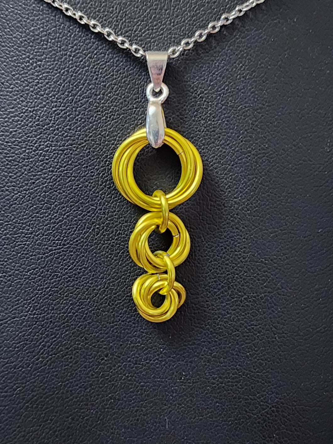 Canary (Yellow) Chainmaille Triple Love Knot Necklace