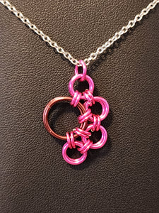 Bubblegum and Henna (pink and Brown) Chainmaille Paw Print Necklace