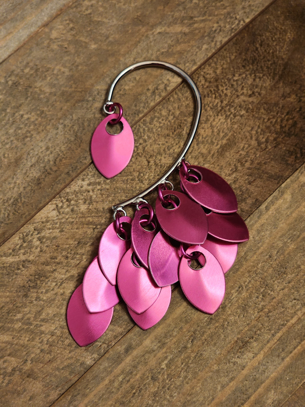 Left Multi-Scale Ear Cuff in Pink