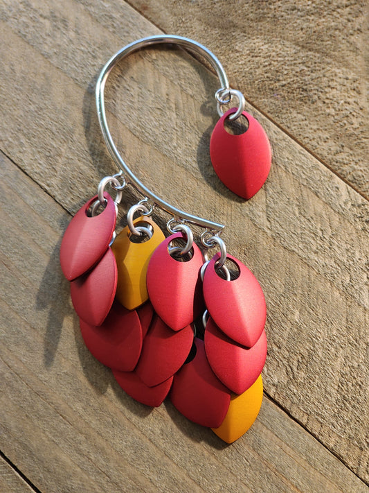 Right Multi-Scale Ear Cuff Red and Orange