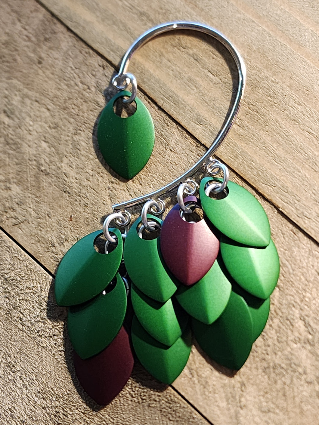 Pre Order Left Multi-Scale Ear Cuff in Green and Brown