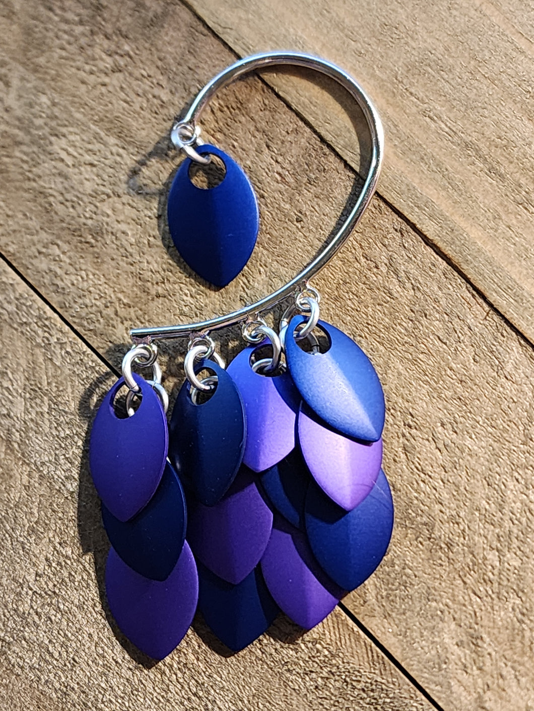 Left Multi-Scale Ear Cuff Blue and Purple