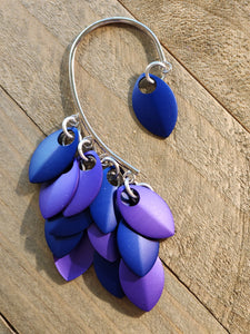 Pre Order Right Multi-Scale Ear Cuff Blue and Purple