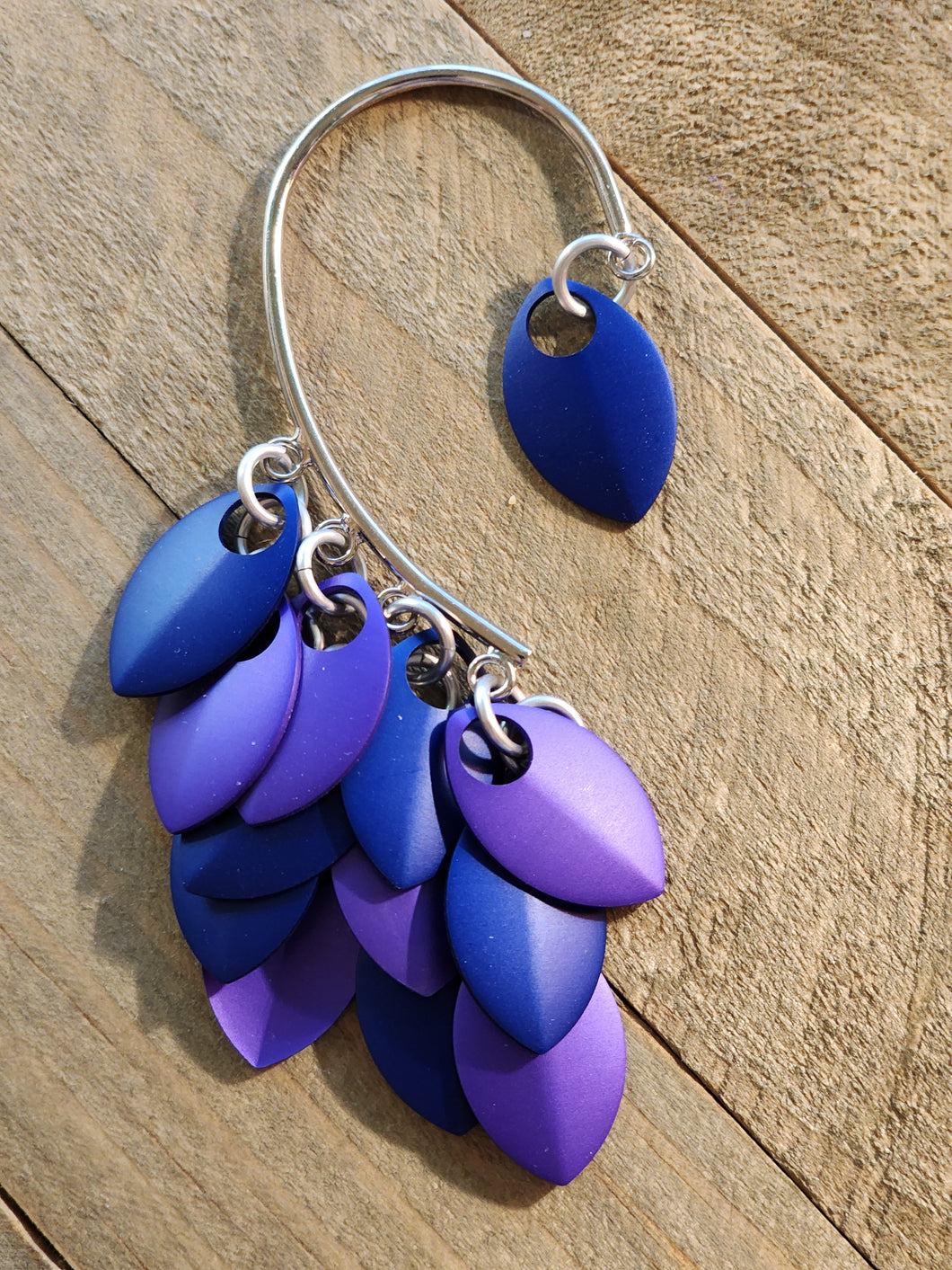 Right Multi-Scale Ear Cuff Blue and Purple