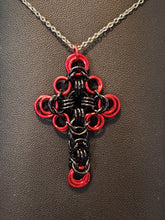 Load image into Gallery viewer, Onyx and Candy Apple (Black and Red) Celtic Cross Necklace
