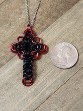 Load image into Gallery viewer, Onyx and Candy Apple (Black and Red) Celtic Cross Necklace
