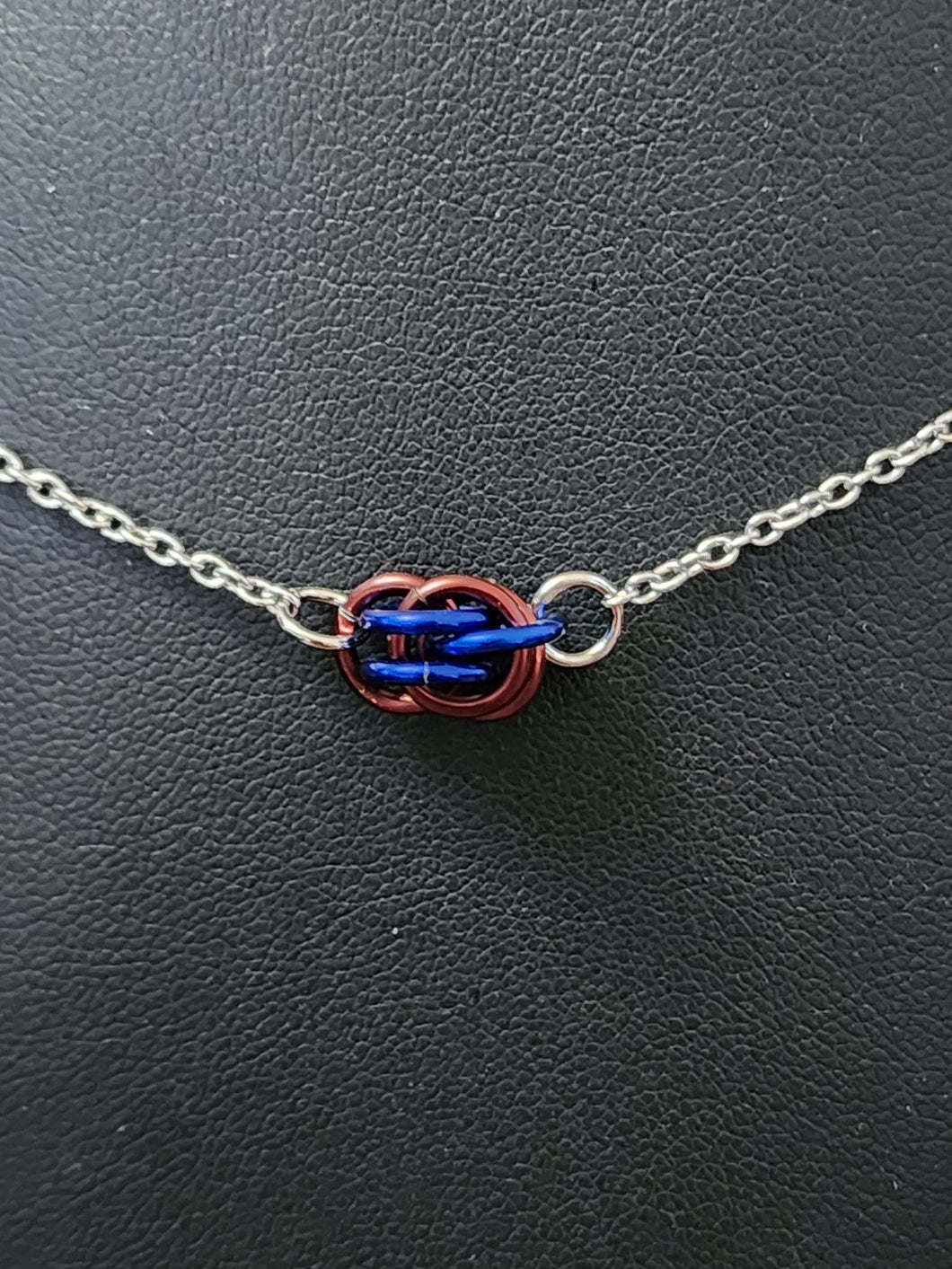 Cobalt and Henna (Blue and Brown) Chainmaille Sweet Pea Necklace