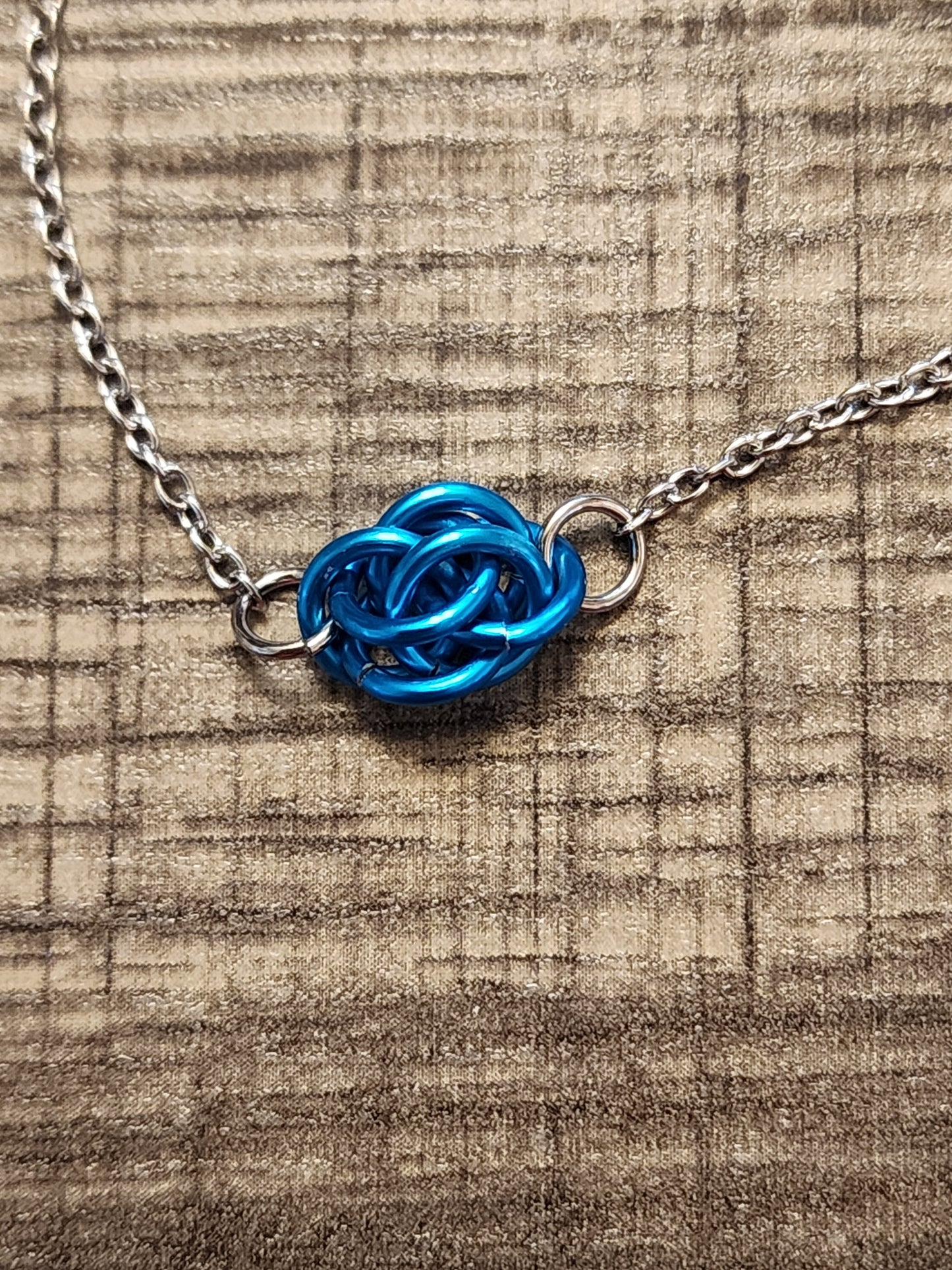 Bright Blue (Maui Blue) Sweet Pea Chainmaille Necklace