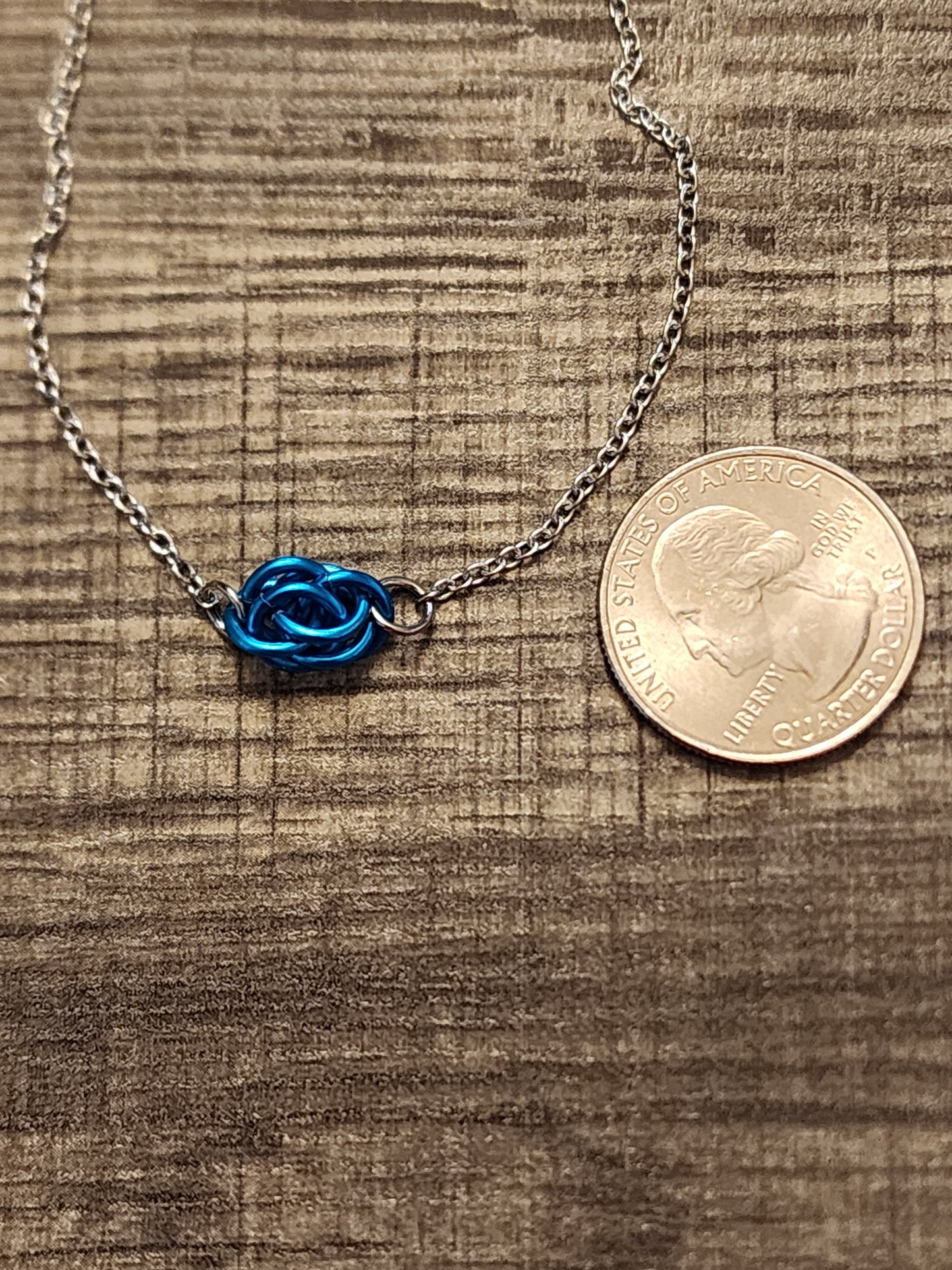 Bright Blue (Maui Blue) Sweet Pea Chainmaille Necklace