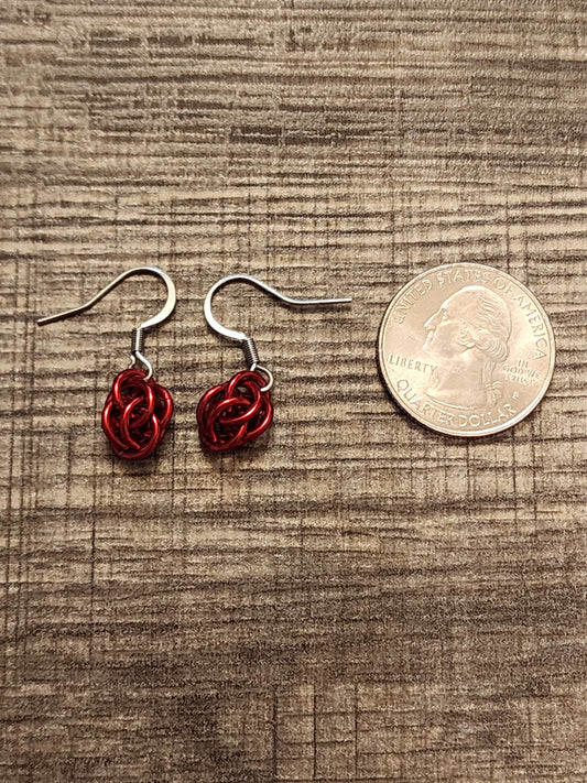 Bright Red (Candy Apple) Sweet Pea Chainmaille Earrings