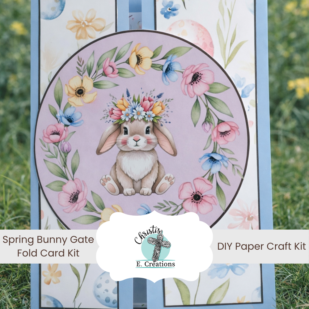 Spring Bunny Garden Gate Fold Card Kit – DIY Paper Craft Kit