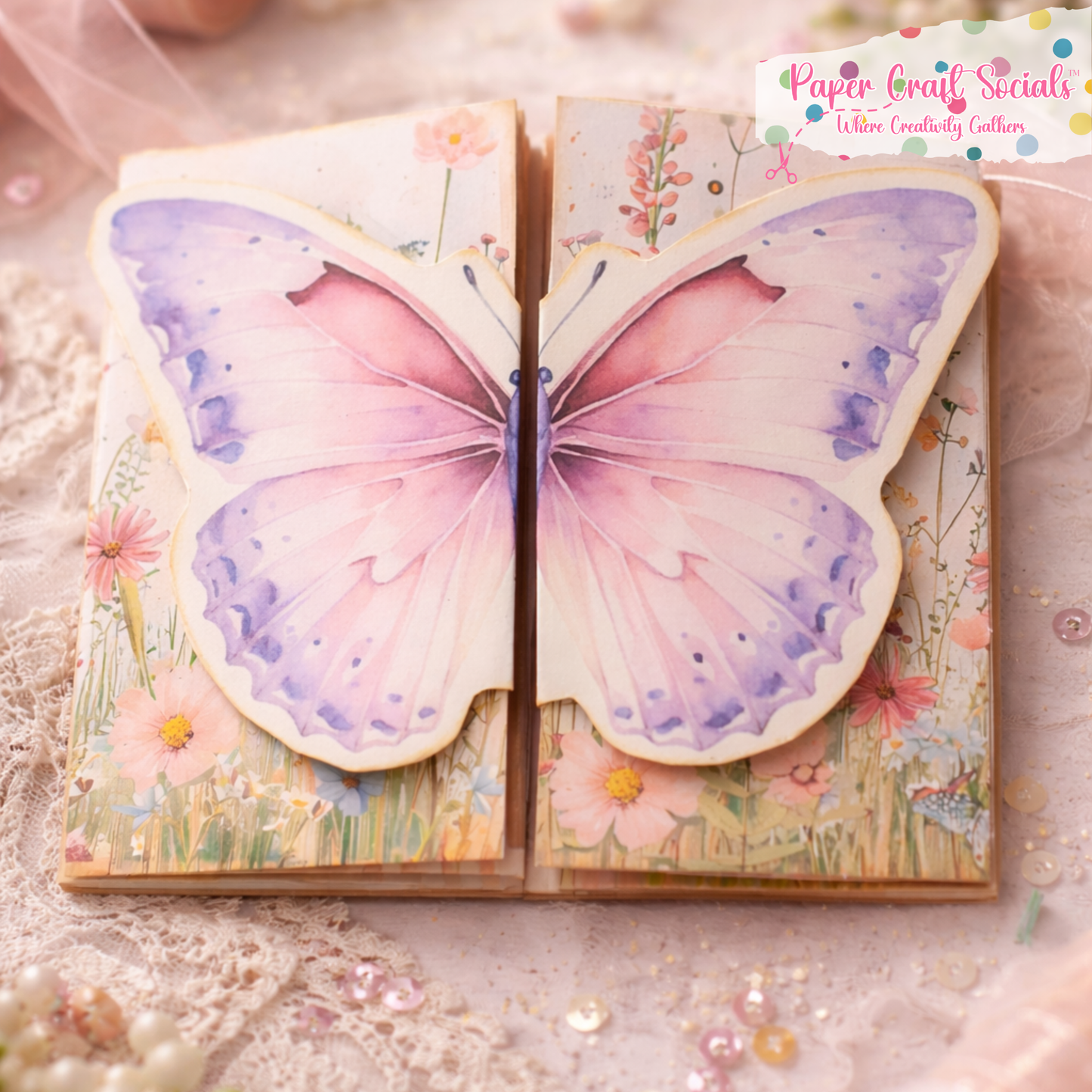 Butterfly Fantasies 3D Folio Card Kit — Ribbon + Velcro Bundle