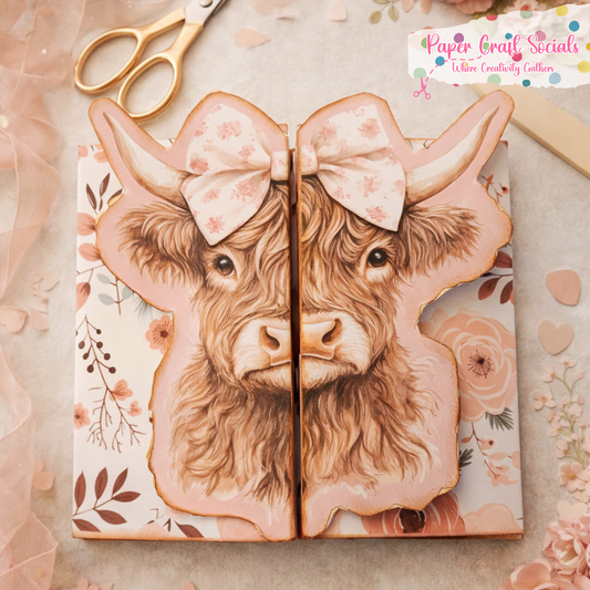 Clarabelle Dreams 3D Highland Cow Folio Card Kit – Paper Only