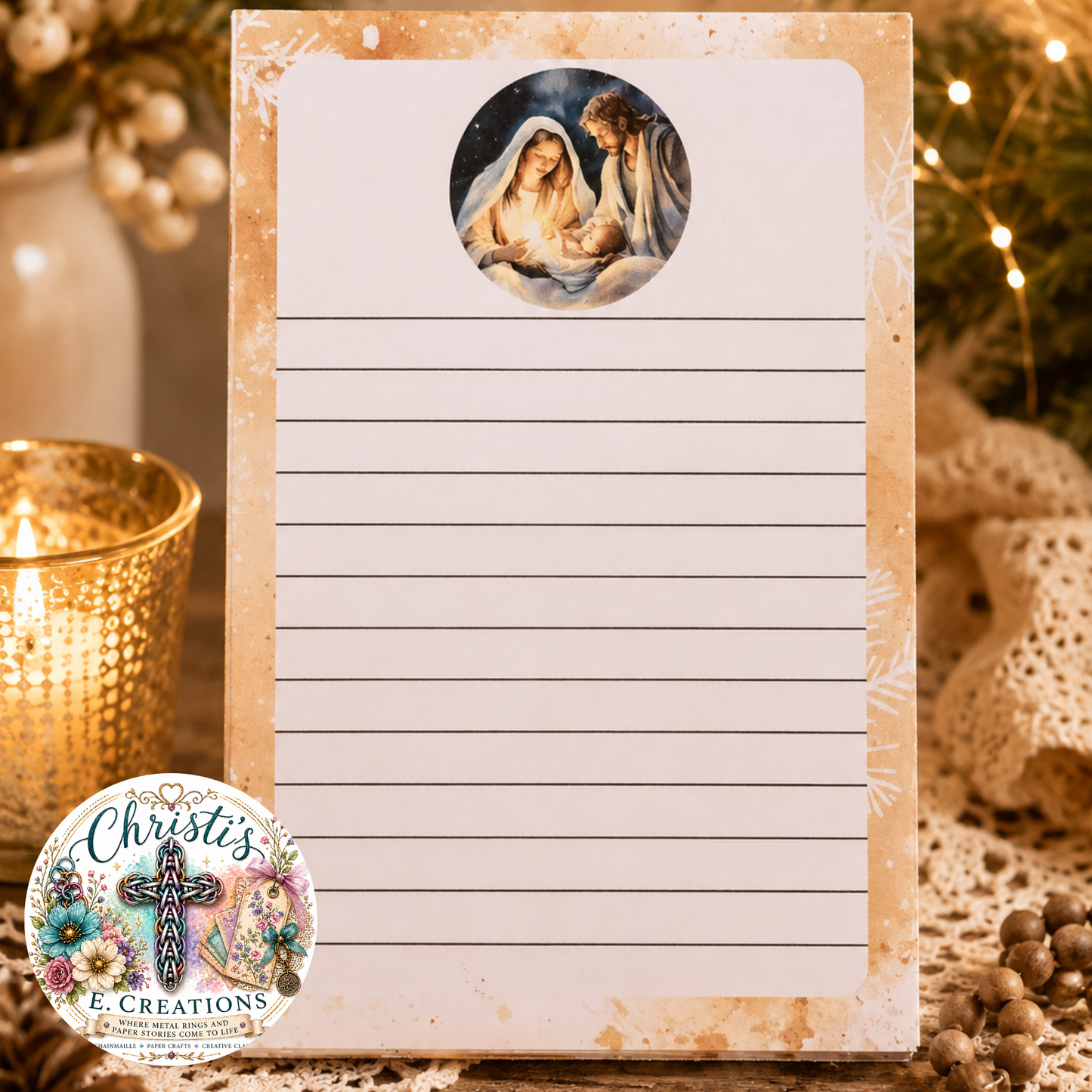 Nativity Story Handmade Notepad – 4" x 6" – 25 Different Images