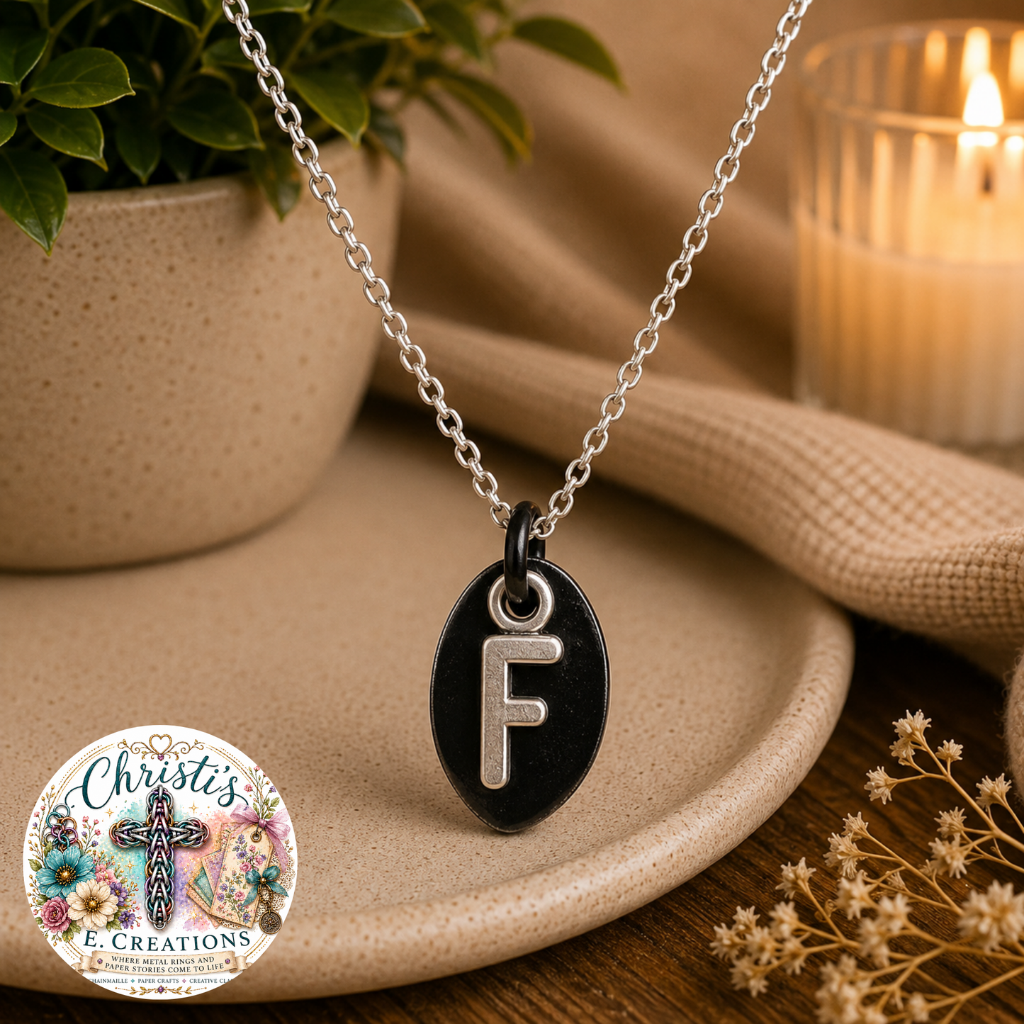 Alphabet Scale Necklace – Letter [F]