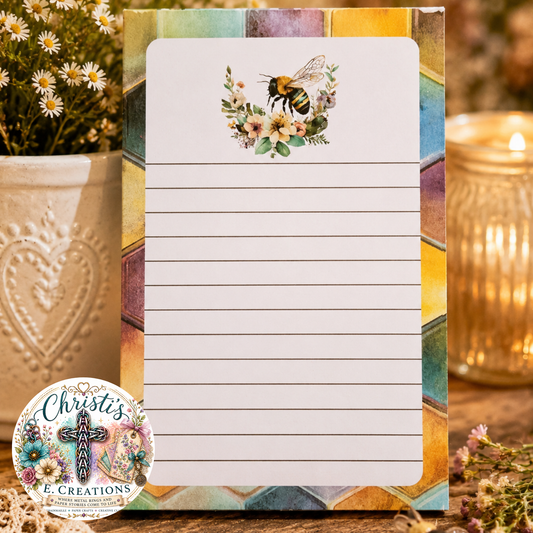 Handmade Bee & Flowers Notepad – 4" x 6" – 5 Designs