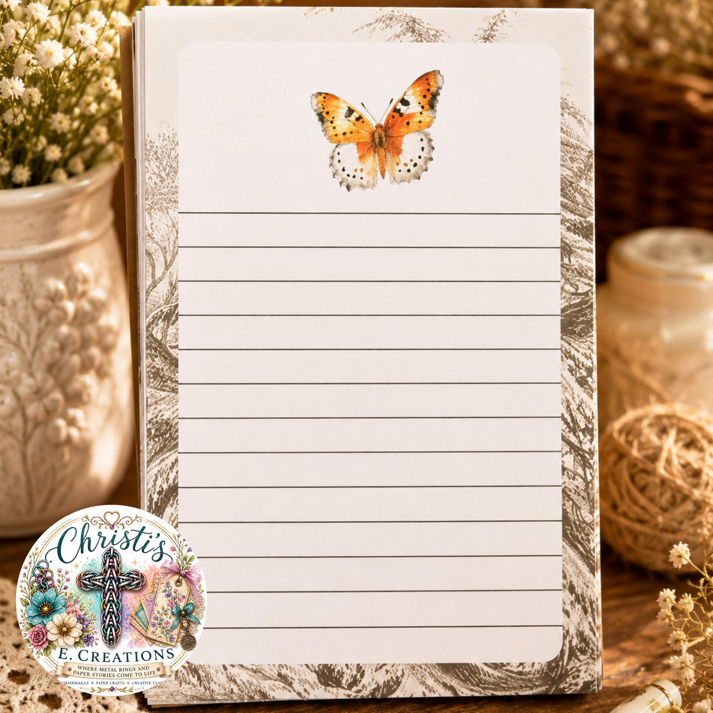 Handmade Butterfly Notepad – 4" x 6" – 5 Designs