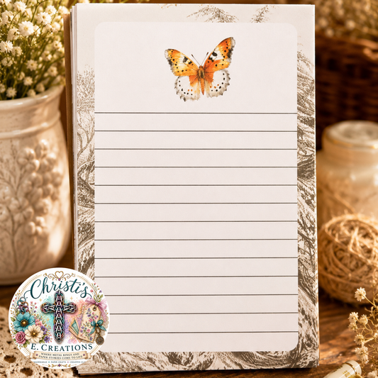 Handmade Butterfly Notepad – 4" x 6" – 5 Designs