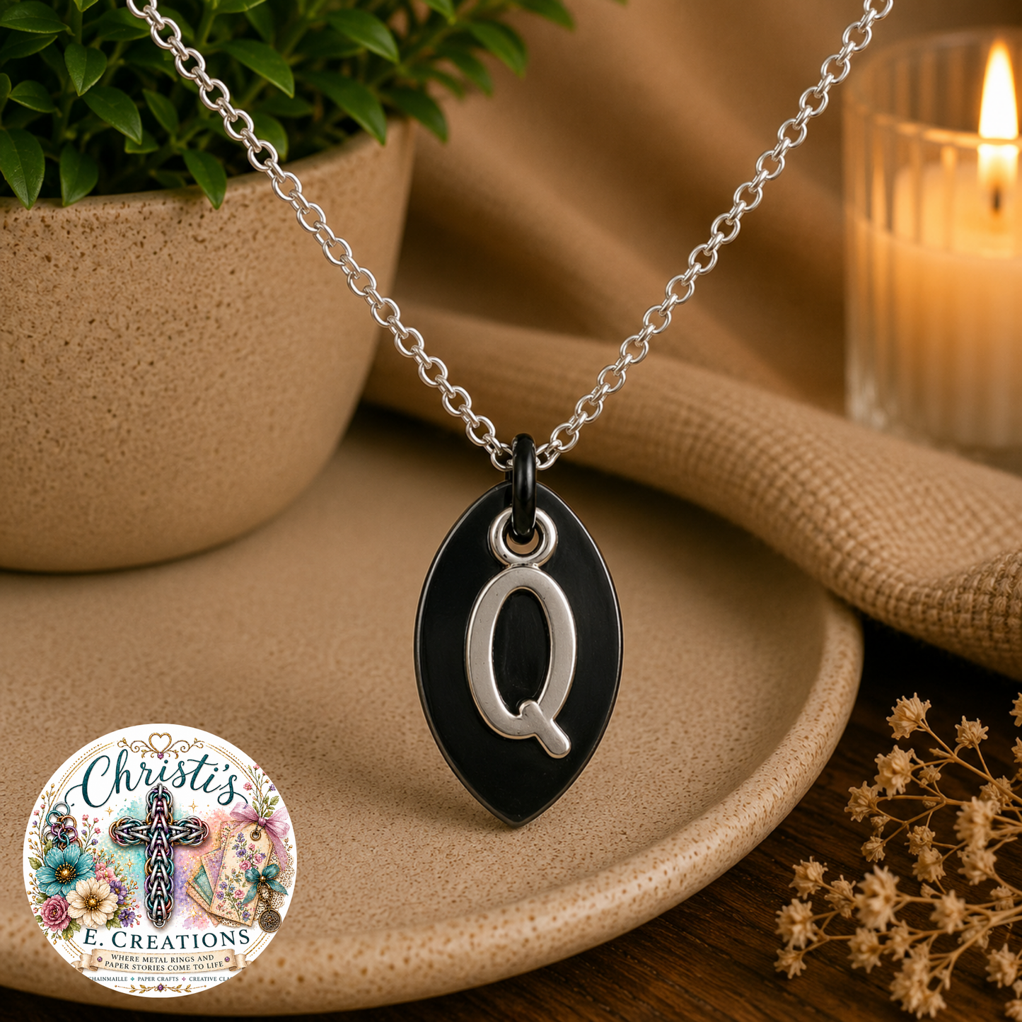 Alphabet Scale Necklace – Letter [Q]