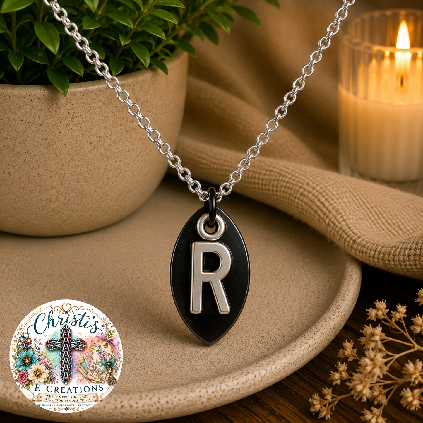 Alphabet Scale Necklace – Letter [R]