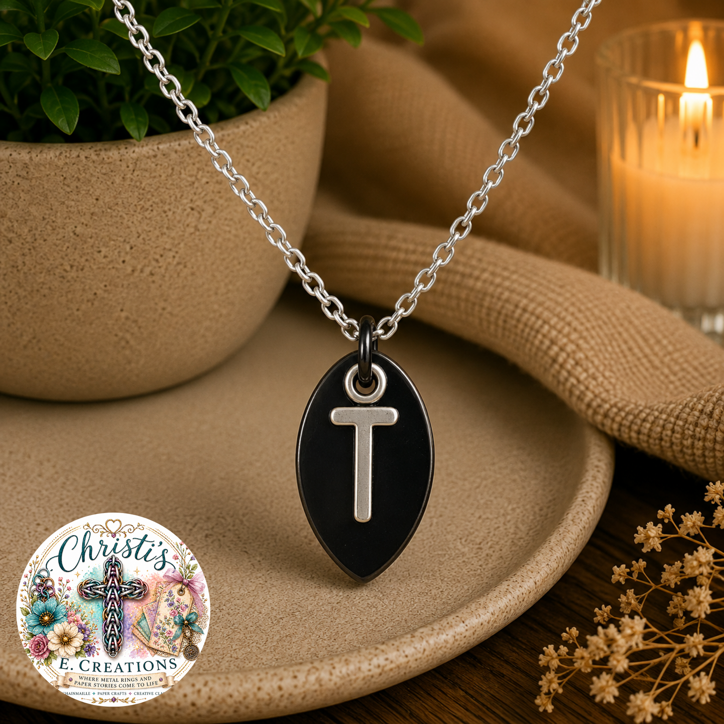 Alphabet Scale Necklace – Letter [T]