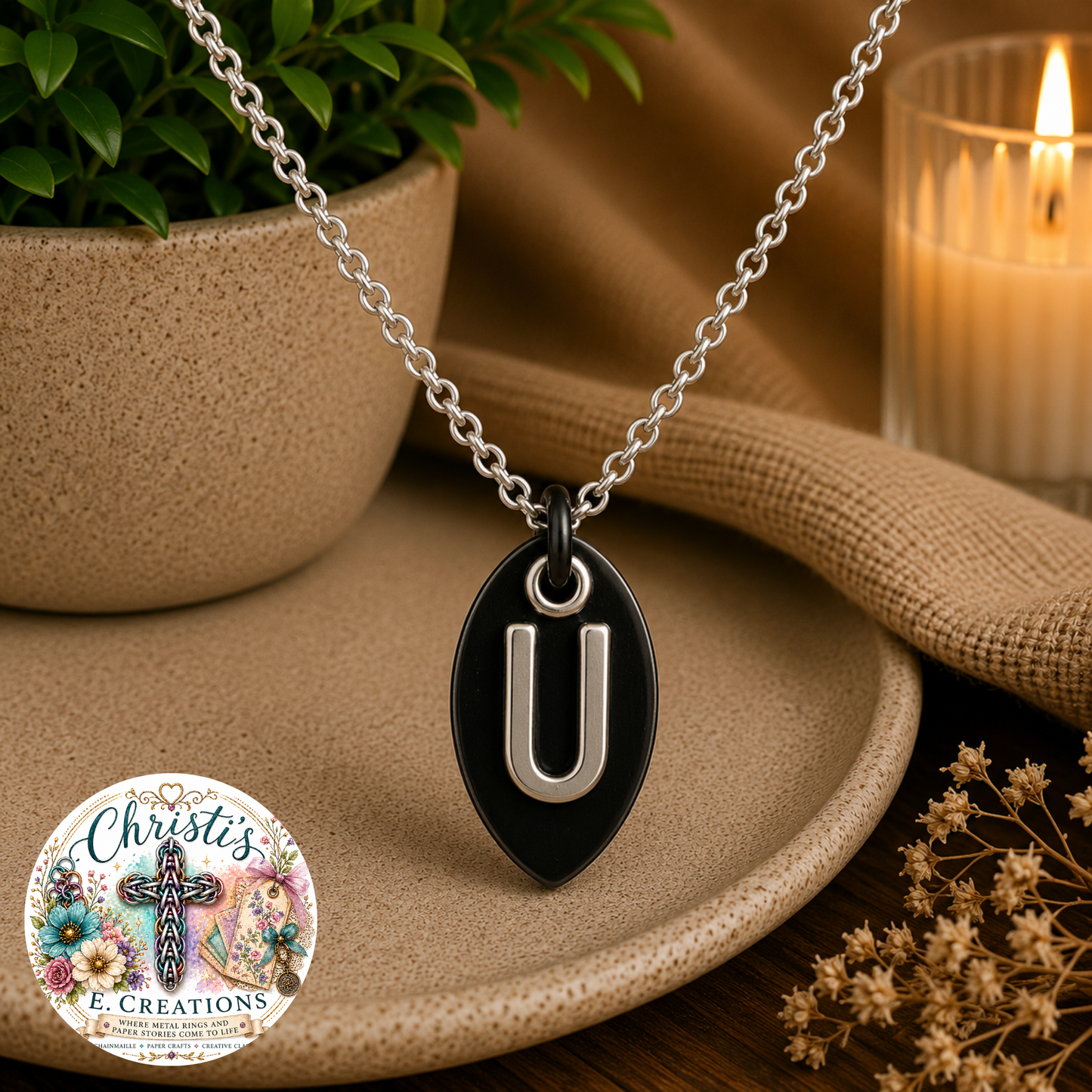Alphabet Scale Necklace – Letter [U]