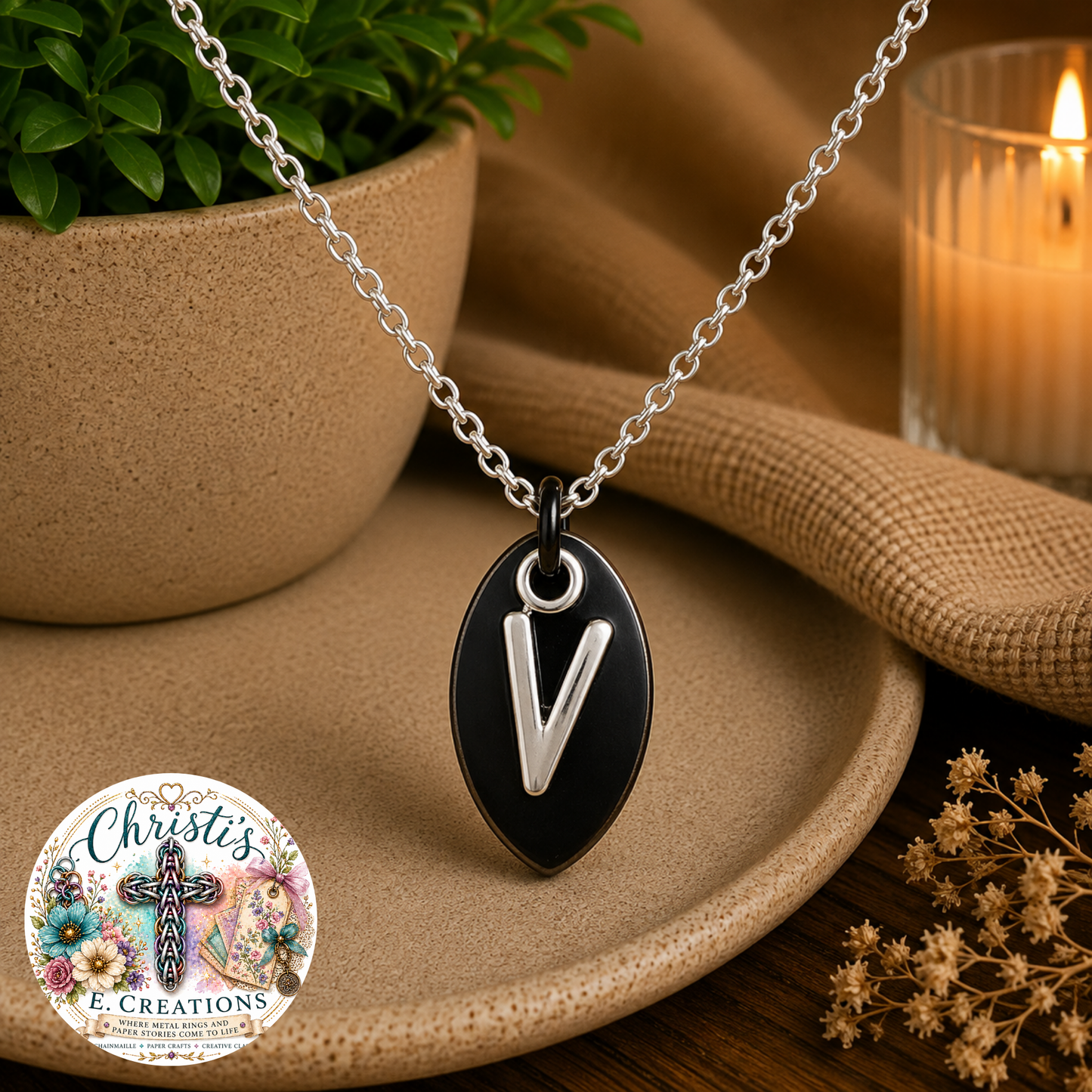 Alphabet Scale Necklace – Letter [V]