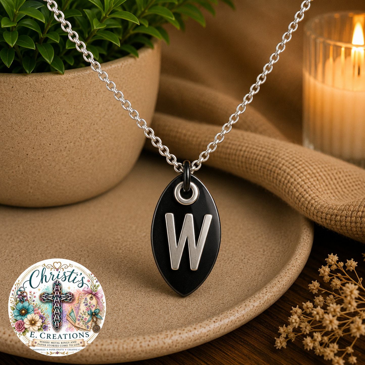 Alphabet Scale Necklace – Letter [W]