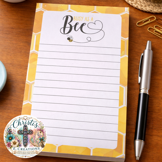 Busy as a Bee Handmade Notepad – 4" x 6" – 25 Heavy Cardstock Pages